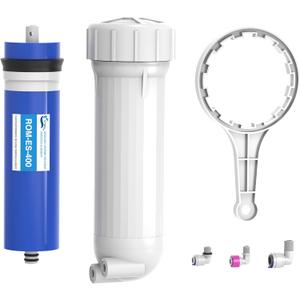 400 GPD RO Membrane Filter Replacement with Reverse Osmosis Membrane Housing, Wrench, 1/4" Quick-Connect Fitting, Check Valve, Fit Under Sink RO Home Drinking Water Filter Filtration Purifier System