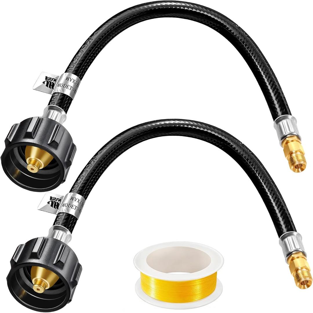 12 inch RV Propane Hose Connect to 2-Stage Auto Changeover Regulator for RVs, Campers & Trailers (2 pcs)