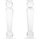 Crystal Candle Stick Holders 2-Pack, Clear Crystal Taper/Pillar Candles Holder Table Centerpieces for Party and Wedding Decoration(10.6inches Tall)
