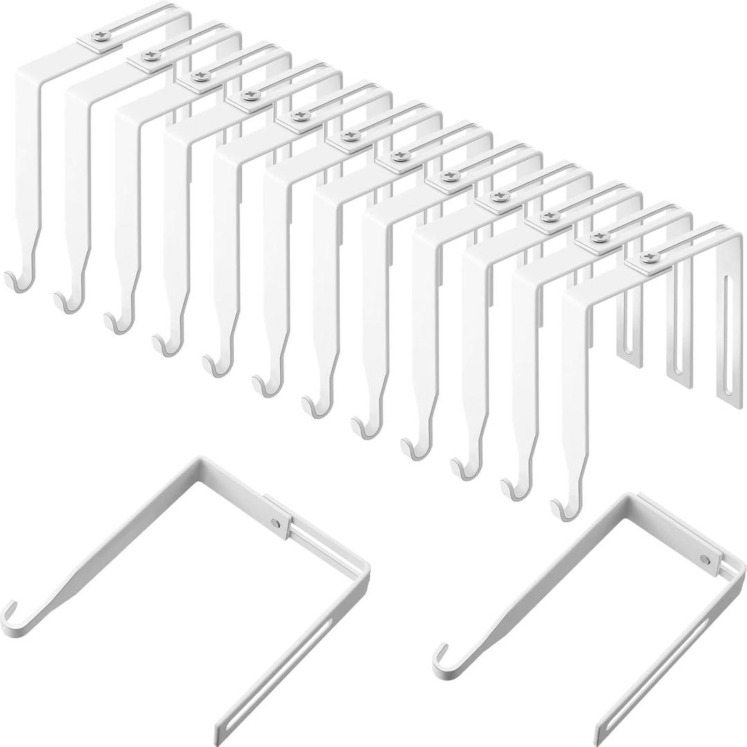 Amylove 12 Pcs Adjustable Cubicle Hanger Universal Partition Metal Cubicle Hooks Door Hanger, Adjusted to Fit Panels with 1 3/8 Inch to 3 1/2 Inch Thickness for Office Whiteboard (White)
