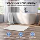Veeloim Stone Bath Mat Diatomaceous Earth Shower Mat Non-Slip Super Absorbent Diatomite Stone Bath Mats for Bathroom Floor Quick Drying Natural Easy to Clean(23.6''×15.4" White), 1'4" x 1'11"