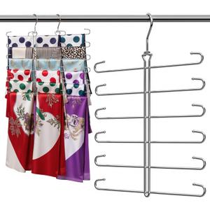 Scarf Hanger 2 Pack Scarf Hangers for Closet Organizer,6 Tiers Metal Space Saving Hanger with 360 Degree Hook,Mult Function Closet Organization for Scarves,Tank Top,Leggings