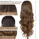 SAPPHIREWIGS Long Brown Wavy Wig for Women 134 Highlight Brown Glueless Synthetic Curly Wigs Invisible Knots for Daily Cosplay Use 26 Inch
