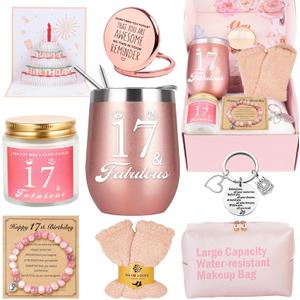17th Birthday Gifts For Girls, Happy 17th 17 Year Old Girl Birthday Basket Gifts Box for Women Best Friends Female Daughter Sister Her Girlfriend Coworker Bestie Birthday Unique