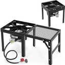 ROVSUN Portable Propane Gas Stove with Detachable & Foldable Side Rack, Single Burner Camp Stove Cooker for Outdoor Backyard Cooking, Camping, Tailgating, Canning, Frying Turkey & Boiling Seafood