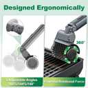 2026 New Electric Grill Brush with 3 Replacement Head,3-Speed Power Control,Cordless Rechargeable Grill Cleaning Brush with Adjustable Angle,Cleaning Tool for Outdoor BBQ,No Bristle Shedding-Gray