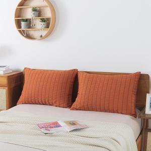 H Household Seersucker Washed Microfiber Pillowcases Set of 2 Ultra Soft & Comfortable, Envelope Closure, Queen Size 20x30 Inches - Textured Design, Easy Care, Wrinkle-Resistant (Burnt Orange)