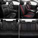 MINGBRON Leather Car Seat Covers Full Set, Universal Faux Leather Car Seat Covers 5 Seats, Automotive Seat Covers for Most Sedans SUVs Trucks, Front and Rear Seat Covers,Wine Red