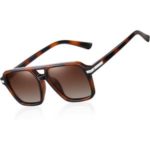 2 x Night Vision Driving Glasses Polarized Anti-glare, HD Yellow Tinted Glasses for Women Men (A18 Brown/Brown)