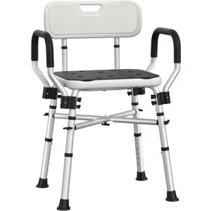 WAYES Shower Chair with Arms and Back - Bariatric Shower Chair, Up to 500 Lbs, Heavy-Duty, Adjustable