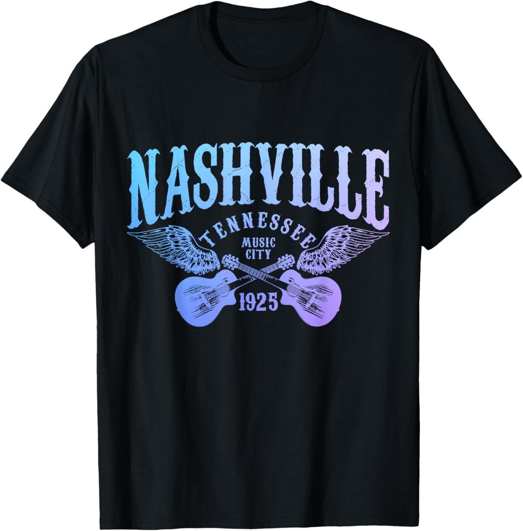 Nashville Tennessee Guitar Player Vintage Country Music City T-Shirt, S