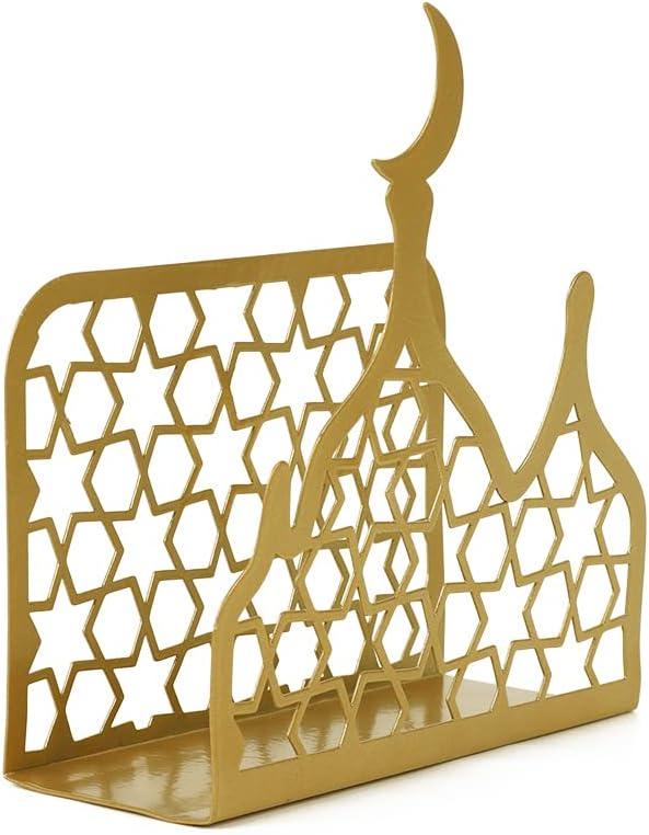 Eid Mubarak Decorations,Ramadan Kareem Paper Towel Holder Metal Paper Napkin Tissue Table Decor for Ramadan Gifts