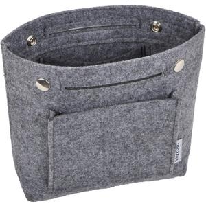 Vercord Mini Slim Small Felt Purse Organizer Insert Inside Handbag Tote Pocketbook for Women Grey