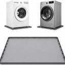 Washing Machine Drain Pan Silicone Mat, 32"x30" Non-Slip Waterproof Washer Drip Tray, Waterproof Silicone Mat, 1 inch Raised Edge Drip Mat for Under Dryer or Washer, Floor Protector for Laundry Room