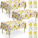 Oudain Lemon Party Decorations Tablecloth, 6 Pack Pink Lemon Disposable Plastic Table Covers for Freshly Graduated Grad Party, Summer, Birthday, Baby Shower, Bridal Shower Supplies 54 x 108 in