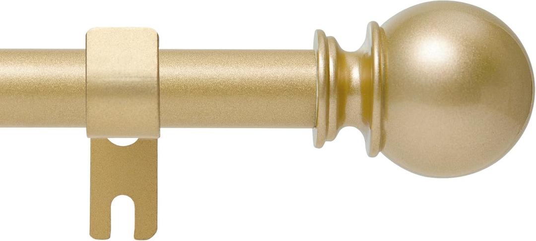Gold Curtain Rod for Windows 66 to 120 Inch, 5/8 Inch Diameter Adjustable Curtain Rods With Brackets, Heavy Duty Easy to Install Curtain Rods for Bedroom, Outdoor Curtain Rod for Patio