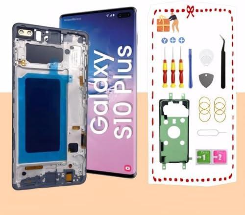 LNONLS for Samsung Galaxy S10 Plus LCD Display Screen Assembly Replacement for Samsung Galaxy S10Plus LCD Touch Digitizer Screen with Frame S10+ 6.4" G975U G975FD G975A without fingerprint Black
