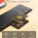 Foldable Bluetooth Keyboard with Touchpad & Number Pad, 3 Devices (2.4G+BTx2) Fold Portable Keyboard, Full Size Key Large Trackpad Wireless Travel Rechargeable Keyboards for Android Windows iOS Tablet