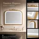 33x26 LED Mirror with Lights Gold Arched Bathroom Vanity Mirror