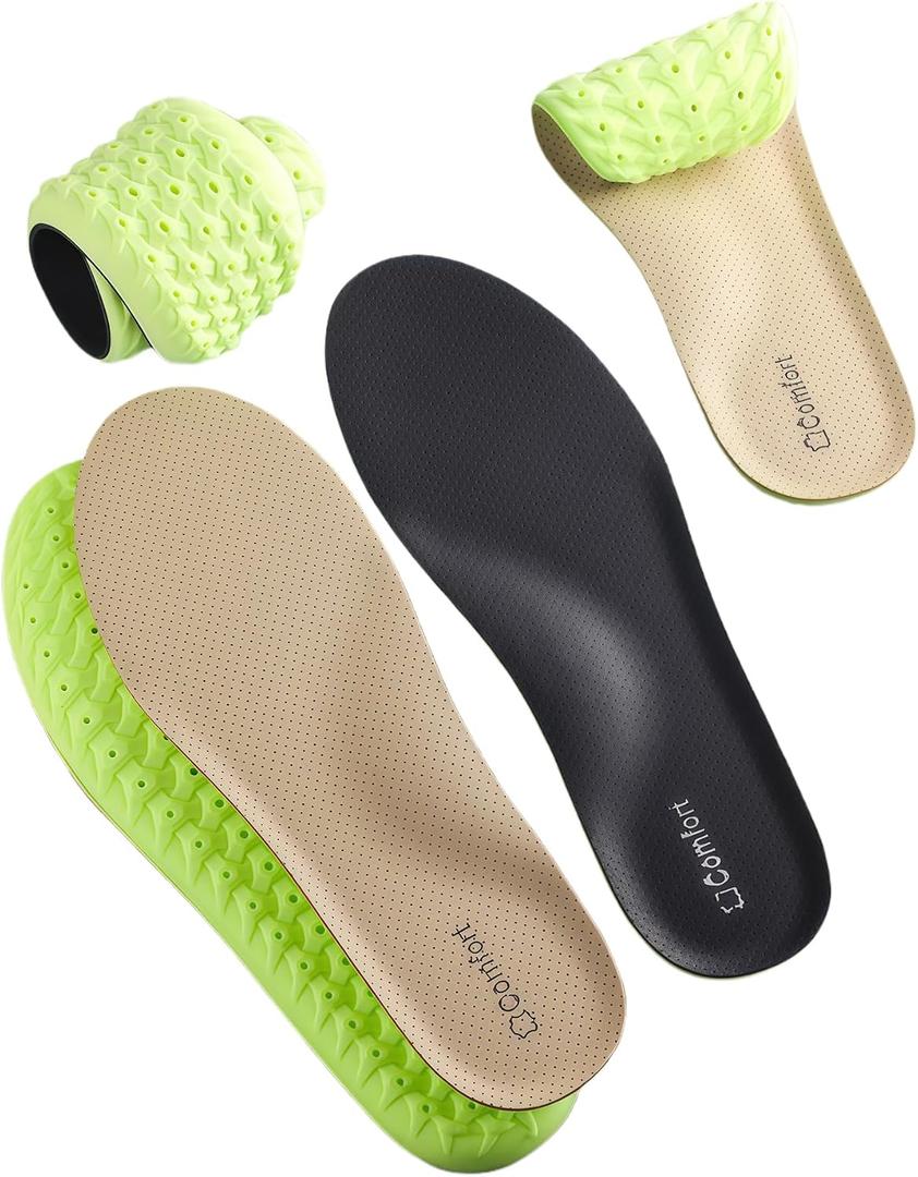 2 x Shock Absorption and Cushioning Sports Shoe Insoles,Comfortable Sports Shoe Inserts for Men Women Kids,Relieve Foot Pain (Black, Women US 9.5-10 Men 8.5-9)