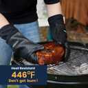 GEEKHOM BBQ Gloves Heat Resistant, 13.7 Inch Long Waterproof Silicone Oven Mitts for Grilling and Smoker, Non-Slip 5 Finger Kitchen Hot Mitts for Baking, Cooking & Cast Iron, Black