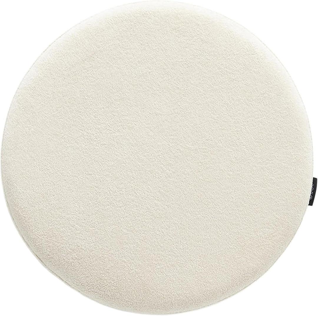 Memory Foam Seat Cushion Round Stool Chair Pad Non - Slip Circle Chair Pad with Washable Cover 1.8 - Inch Thick for Office, Dining, Car, Kids' Chairs (White, 14x14 Inch)