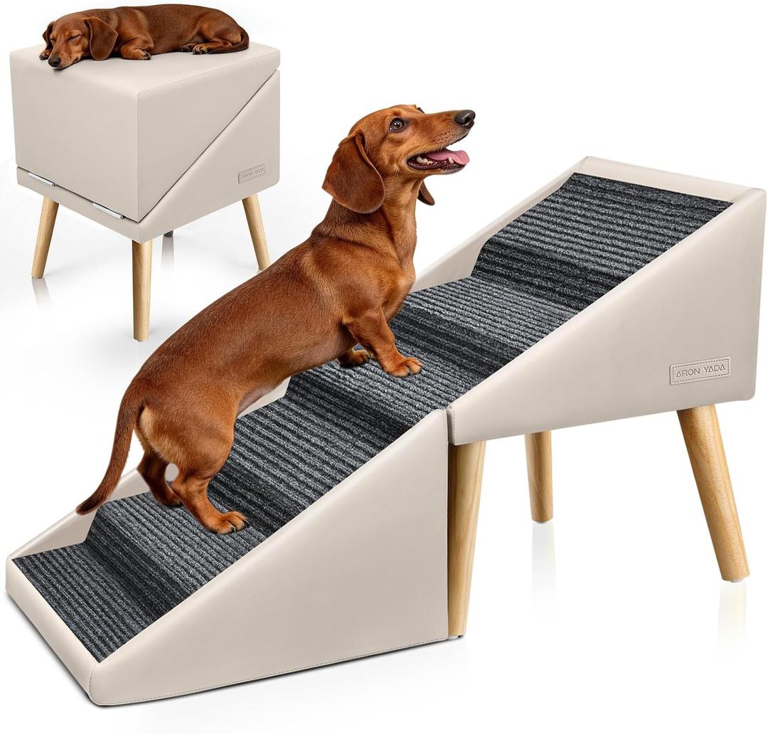Dog Stairs & Ramp for High Bed & Couch,22.8‘’6-Step Foldable Split Ottoman
Non-Slip Joint Relief Pet Steps for Small/Medium/Large Dogs, Senior/Injured, Converts to Bedside Footstool, Solid Wood Frame