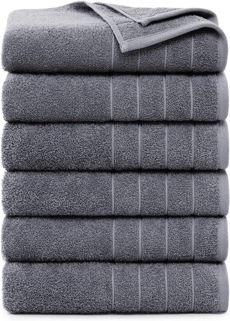Casa Platino 100% Cotton Bath Towels Set of 6 (24"x48") - Ring Spun Mercerized Cotton Bathroom Towel Sets - Quick Dry, Highly Soft & Absorbent Grey Towels Set - Pre Shrunk, Fade Resistant - Cool Grey Casa Platino 100% Cotton Bath Towels Set of 6 (24"x48") - Ring Spun Mercerized Cotton Bathroom Towel Sets - Quick Dry, Highly Soft & Absorbent Grey Towels Set - Pre Shrunk, Fade Resistant - Cool Grey