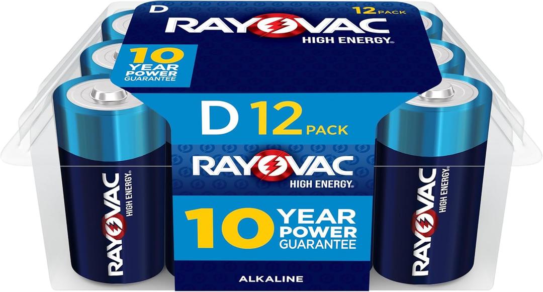 Rayovac High Energy D Batteries (12 Pack), Alkaline D Cell Batteries