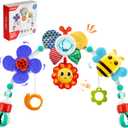 Lynncare Adjustable Arch Bassinet Toys for Infant & Toddlers, Stroller Arch, Baby Crib Toys with Fascinating Hanging for Stimulating Babys Senses and Developing Motor Skills (Set5)