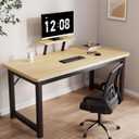 Small Computer Desk for Bedroom,39.4 Inch Study Table with Small Desk for Home Office. (Frameblack/Boardteak)
