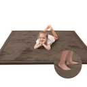 Baby Play Mat for Floor,1.3" Thick Memory foam Tummy Time Mat for Toddlers,Infants,kids,Water-Repellent Soft Nursery Rug ,71"×79" Extra Large Non Slip for Crawling&Yoga,Tatami Style for Living Room(Dark Brown)