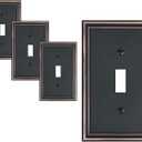 4-Pack Single Toggle Light Switch Cover Plate, Durable Solid Zinc Alloy Decorative Switch Plate Covers, Aged Bronze 1 Gang Wall Plate, Corrosion Resistant