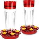 Plastic Hummingbird Feeders for Outdoors Hanging Ant and Bee Proof, 2 Pack 15 Ounces Red Hummingbird Feeder with 5 Feeding Ports and Perches, Built-in Ant Moat, Outside Garden Décor (Plastic, 2)