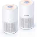 FULMINARE Air Purifiers for Bedroom H13 True HEPA Air Filter Quiet Air Cleaner With Night Light Portable Small Air Purifier for Home, Office, Living Room (White 2 Pack)