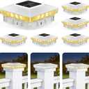 Solar Post Cap Lights 6 Packs for 4x4 Wooden/Vinyl Posts, IP65 Waterproof Fence Post Solar Lights with Warm/Cool/Neutral Lighting, Outdoor Post Lights for Garden, Patio, Porch- White