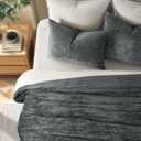 EverGrace Oversized Velvet Quilt Set, Cal King 118"x106", Charcoal Gray