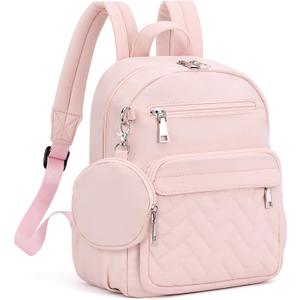 SYTRAH Mini Backpack for Women Small Backpack Purse, Anti Theft Backpack Waterproof Lightweight Puffer Back packs for Travel, Work with Coin Purse Pink