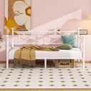 FOUBAM Metal Daybed Frame,Twin Size Sofa Bed Frame, White