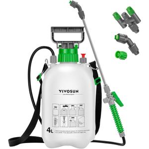 VIVOSUN 1 Gal/4L Pump Sprayer, Garden Water Sprayer for Plants, Weeds & Lawn Care, with 3 Nozzles, 50'' Long Hose & Pressure Relief Valve