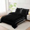 Nttopship White and Black Bedding Set Twin Size Abstract Ombre Comforter Set Bedding Set 7 Piece in A Bag,Dark Quilt Set Mordern Art Decor All Seasons with Pillowcases,Flat, Fitted Sheet