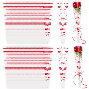 Hmxpls 100Pcs Single Rose Sleeve, Single Flower Sleeve, Flower Bouquet Sleeves for Valentine's Day Graduation Mother's Day Wedding Birthday Party (Red)