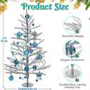 36 Inch Tinsel Christmas Tree, 3 FT Silver Christmas Tree with 42 Pcs Vintage Decorative Balls, Mid-Century Modern Aluminum Xmas Decoration for Home Office Xmas Party Decor