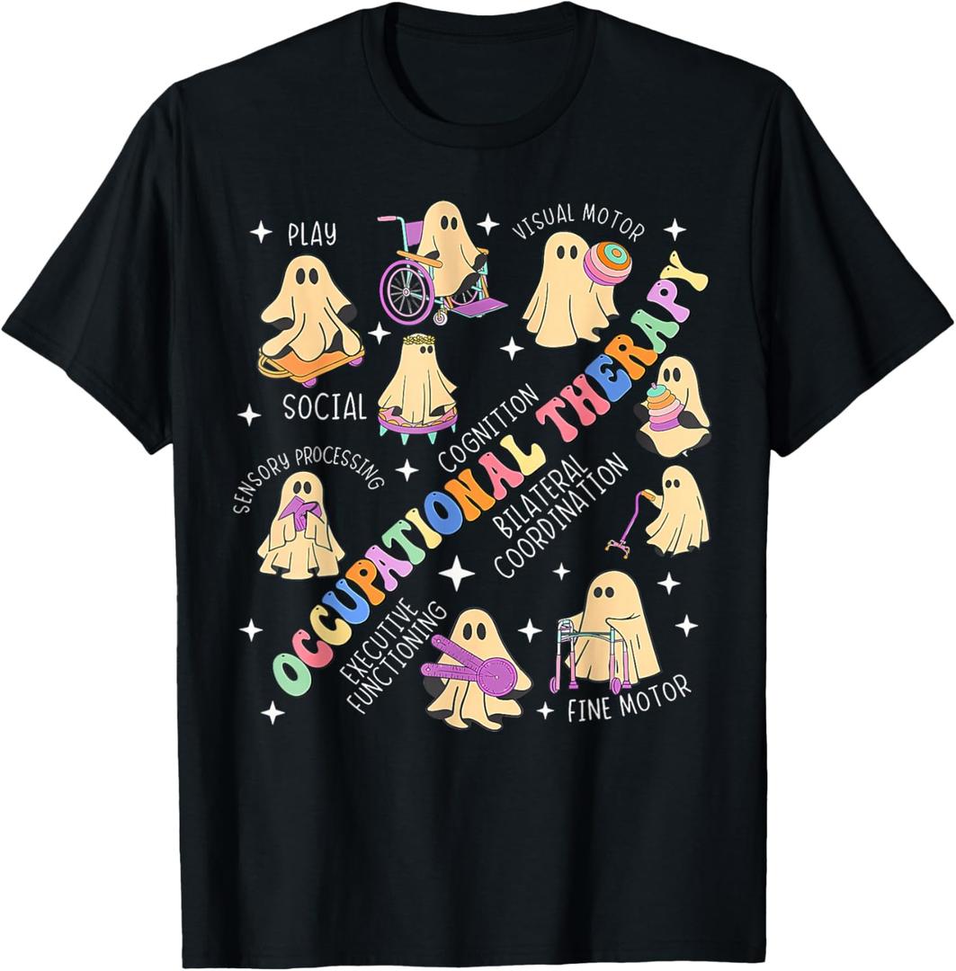OT Occupational Therapy Therapist Halloween Spooky OTA Ghost T-Shirt