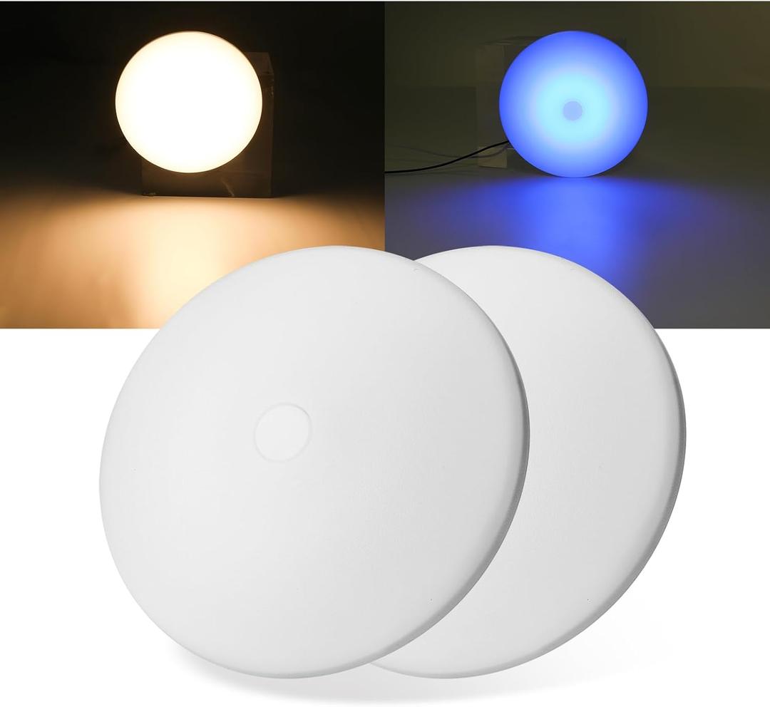 RV Ceiling Light 12V, 4.5Inch RV Light Interior, Dimmable Camper Light for Inside, 450LM LED RV Puck Dome Lights for Motorhome Boat Trailer (Dimmable 3200K Warm White& Blue Nightlight, 2PCS) (Warm White 2Pack)