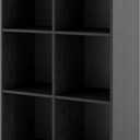 Homes: Inside + Out Apexa 6-Cube Storage Organizer Shelves, Stackable Wood Bookcase Fits Cubby Bins for Organization, Dorm Teen Room Decor & Home Office, Black