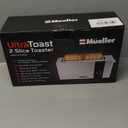 Mueller UltraToast Full Stainless Steel Toaster 2 Slice, Long Extra-Wide Slots with Removable Tray, Cancel/Defrost/Reheat Functions, 6 Browning Levels with LED Display, Housewarming Gifts New Home