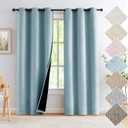 Aqua Blue Linen Blackout Curtains for Bedroom, 40"x 45"Length Energy Saving Burlap Texture Window Panel Curtains for Basement Closet Cover, Coffee Curtains, 2 Panels Set Grommet Top