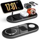 2025 Upgraded 3 in 1 Charging Station for Apple Devices, Fast Magnetic MagSafe Wireless Charger Stand for iPhone 16/15/14/13/12 Series & Apple Watch 110/Ultra & AirPods Pro (Silver)