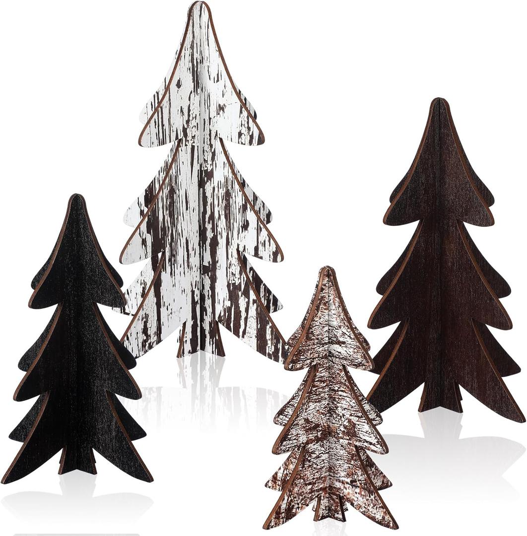 Syhood 4 Pcs Neutral Wooden Christmas Tree Tabletop Decorations Rustic Farmhouse Sanding Xmas Table Centerpieces Christmas Wood Pine Tree Decor for Home Fireplace Tiered Tray Syhood 4 Pcs Neutral Wooden Christmas Tree Tabletop Decorations Rustic Farmhouse Sanding Xmas Table Centerpieces Christmas Wood Pine Tree Decor for Home Fireplace Tiered Tray